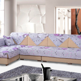 简约欧式薄款单个组合123布艺沙发垫贵妃椅防滑紫色客厅sfd田园风