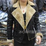 2015秋冬新款韩版女装黎姿雨8811时尚修身加厚短款小皮衣夹克外套