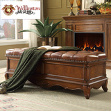 威灵顿美式真皮床尾凳沙发凳复古卧室储物欧式床尾凳换鞋凳F601-7