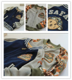 外贸儿童童装新款秋装男童外套韩国熊纯棉针织休闲运动棒球配套装