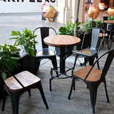 美式复古咖啡厅桌椅 奶茶店甜品店桌椅 户外小型休闲铁艺桌椅组合