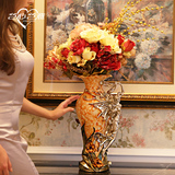 欧式落地花瓶仿真花家居装饰摆件现代客厅玄关树脂插花配花器礼品