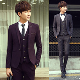 韩国代购男士小西服新款韩版修身时尚纯色男便西英伦型男商务西装