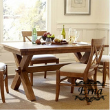 宜家复古实木餐桌长方形咖啡厅饭店原木餐桌餐厅桌椅子组合定制