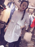 韩国代购2016春季新款女中长款大码白色纯棉时尚打底衫衬衣欧洲站