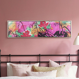 房间挂画家庭壁画花卉横版荷花新中式风格单幅卧室装饰画床头温馨