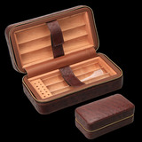 旅行便携雪茄盒鸵鸟皮纹雪松木雪茄保湿盒6支装雪茄套雪茄烟盒