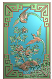 花鸟 绶带牡丹框 xd图库4精雕图-博古架门板书柜沙发大床靠背板