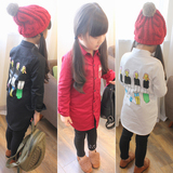 2015冬装新款童装 男童女童加厚拉绒长袖长款衬衫/儿童外套打底衫