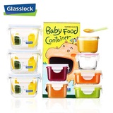Glasslock韩国进口礼盒婴儿辅食玻璃保鲜盒小号 210ml*3