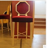 新古典美式欧式吧椅吧台吧凳实木法式田园高脚椅靠背做旧旋转椅