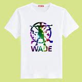 [聚义]热火3号韦德标志WADE韦德之道男士圆领纯棉短袖T恤 大码男