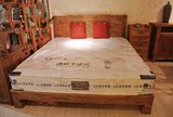纹理雕花老榆木床1.8 1.5米中式实木床古典简约榆木榫卯仿古家具
