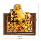 纸酒店3D装饰壁画3D年画黄金弥勒佛3D中国风立体墙贴客厅卧室壁