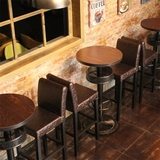 热卖酒吧桌椅复古铁艺吧椅吧凳高吧圆桌酒吧咖啡厅桌椅子组合批发