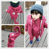 秋冬装0-1-2-3-4岁男宝宝衣服婴儿童棉衣女童套装加厚卫衣三件套