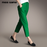 MISS GAMA2016夏装新款大码女装纯色九分直筒裤修身铅笔裤通勤ol