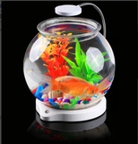 森森鱼缸迷你创意小鱼缸桌面水族箱塑料鱼缸LED灯生态小型鱼缸