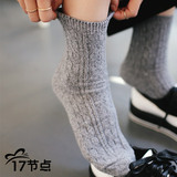 韩国进口代购棉袜女韩版可爱百搭纯棉混纺混色针织保暖中筒袜子冬