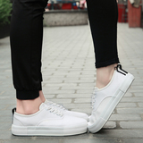 韩版夏学生男女透气小白鞋厚底系带圆头内增高情侣平跟松糕帆布鞋