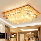 客厅水晶灯长方形现代简约LED吸顶灯金色欧式水晶卧室餐厅灯书房