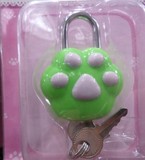 可爱卡通小锁头旅行李箱锁迷你钥匙挂锁包包衣柜锁 绿色猫爪