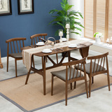 全实木榉木6人位真皮餐桌椅成套组合书桌办公桌小户型简约现代