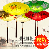 新中式手绘雨伞吊灯古典现代绘画布艺伞灯茶楼火锅店会所餐厅过道