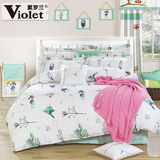 紫罗兰纯棉斜纹时尚卡通四件套全棉被套床单床上用品