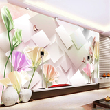 3D郁金香百合简约现代电视背景墙纸壁纸客厅卧室温馨大型壁画纸