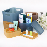 米木 带盖化妆品收纳盒 加厚塑料储物盒 自由组合桌面杂物整理盒