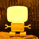 创意led机器人黄光小夜灯 智能感应灯装饰灯声控灯卡通光控小夜灯