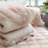 韩国正品代购 粉色超柔短绒冬季被子四件套/保暖1.8米床品套件