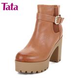 Tata/他她2015年秋季专柜同款羊皮女靴2C140CD5 专柜2