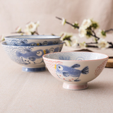 日本进口小汤碗陶瓷碗和风米饭碗日式亲子碗创意情侣碗家用卡通碗