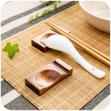 筷子居家家 日式楠木架筷拖托筷枕 创意复古礼品调羹架餐桌筷架