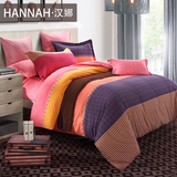 hannah/汉娜磨毛四件套全棉1.8m床上用品2.0加厚纯棉床单被套1.5