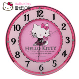 台湾进口Hello Kitty正品玻璃扫秒静音挂钟凯蒂猫客厅卧室壁挂钟