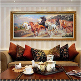 现代中式油画办公室客厅沙发墙挂画家居风水画书房玄关八骏图画马