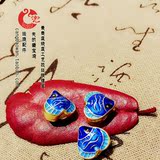 【兜兜的藏宝湾】DIY配件/北京景泰蓝烧蓝/925银镀金珐琅鱼配件