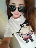 2016夏季新款女装韩版宽松短袖t恤纯棉上衣白色显瘦印花T休闲学生