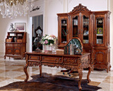 欧式美式法式古典实木家具FF86四门书柜办公桌书桌办公椅饰品柜