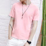 2016夏季男士短袖纯色圆领t恤 青少年韩版修身薄款t血休闲衣服潮