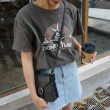 夏韩国ulzzang复古卡通字母印花短袖T恤女学生韩版宽松体恤女上衣
