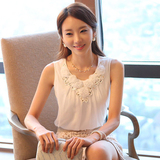 2016夏季韩版大码修身显瘦吊带女背心外穿纯色雪纺无袖打底衫上衣