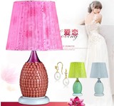 宜家台灯现代简约时尚温馨创意婚庆装饰结婚卧室床头红色布艺台灯