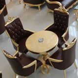 欧式售楼处部洽谈桌椅组合新古典美容院接待区沙发椅酒店实木家具