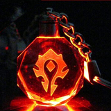 魔兽世界周边 部落LOGO 徽记标志 水晶LED灯钥匙扣挂件