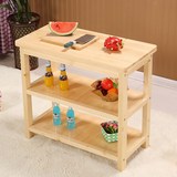 定制做全实木厨房桌松木双层多层切菜桌台简易多功能储置物桌餐桌