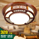 中式吸顶灯圆形LED简约现代客厅灯古典卧室书房灯实木亚克力灯具